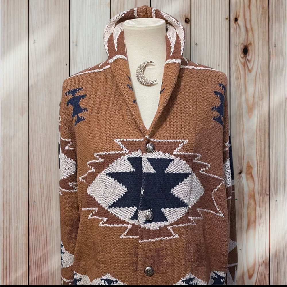 Sinransinya Southwestern Knit Cowl Neck Cardigan O/S fits like S/M NWT hang tag